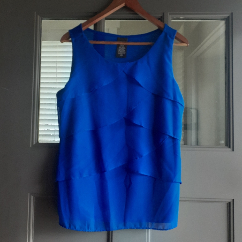 NWT Covington Petite Royal Blue Layered Sleeveless Blouse